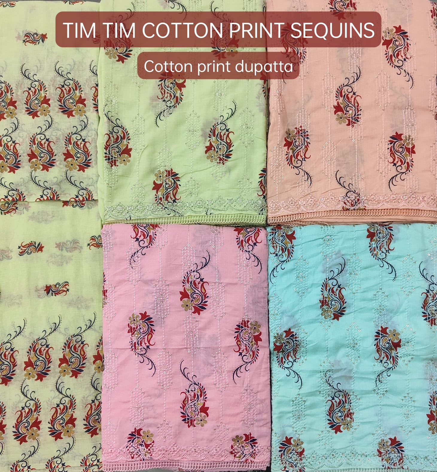 Tim Tim Cotton Print Sequins